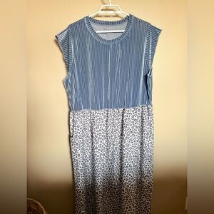 Blue and White Leopard Print Dress